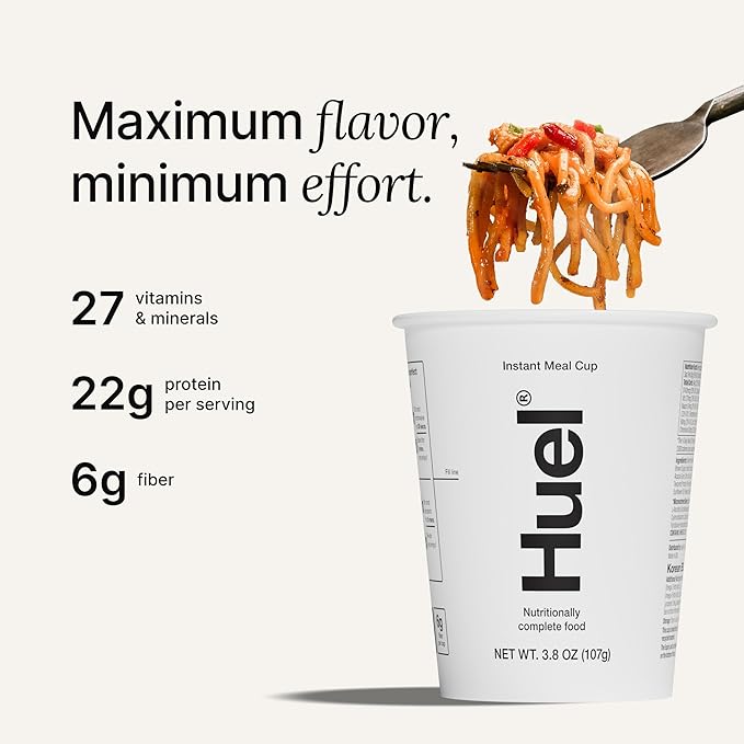 Huel Hot and Savory Cups | Spicy Gochujang | 25g Protein Plant Based Instant Meal | 27 Vitamins and Minerals | 100% Nutritionally Complete | 8 Cups