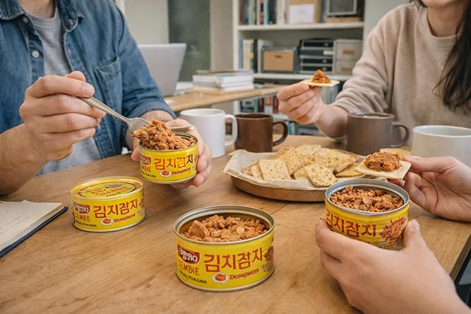 Dongwon Kimchi Tuna, Korean Style Canned Tuna with Kimchi Flavor, Ready-to-Eat, Perfect for Rice, Fried Rice & Quick Meals, 90g (3.17oz), Pack of 4