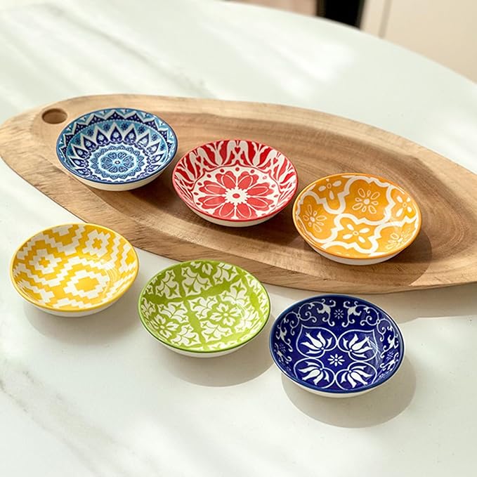 6 Pcs Sauce Dishes for Dipping,Soy Sauce Dish,Ceramic Dipping Sauce Bowls,Small Bowl,Sauce Bowl,Sauce Plates Tiny Bowls for Condiments Sushi Dishes Soy Sauces Ketchup Snack Side Dishes - Set of 6