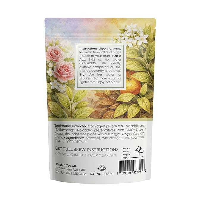 Pu-erh Tea Resin Variety Pack - Ripe Shu & Raw Sheng Puer from Yunnan | Instant Pu'er Tea | 30 Individually Wrapped Pieces
