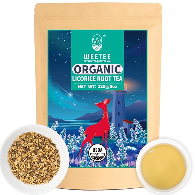WT WEETEE Organic Licorice Root Tea, Organic Pure Licorice Root Loose Cut and Sifted, Naturally Caffeine-free, Bulk Licorice Chopped 8 oz. (228g)