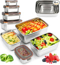 4 Pack Food Storage Containers with Lids, Stainless Steel Fridge Storage Containers Airtight Leak-Proof Metal Storage Containers for Food Leftover Storage at Home or for Camping Trip Road Trip