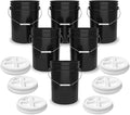 ePackageSupply 5 Gallon Bucket - Food Grade Bucket with Airtight Gamma Seal Screw-On Lid, BPA-Free, Heavy-Duty 90 Mil HDPE Plastic, Bulk Storage, Durable Container, Made in USA, Black/White, 6 Packs