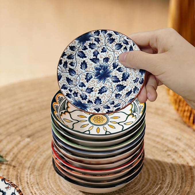 6PCS Ceramic Dipping Bowls,Small Bowl,Soy Sauce Dish Dipping Sauce Bowl,Sauce Plates Tiny Bowls for Condiments Sushi Dishes Soy Sauces Ketchup Snack Side Dishes Set of 6