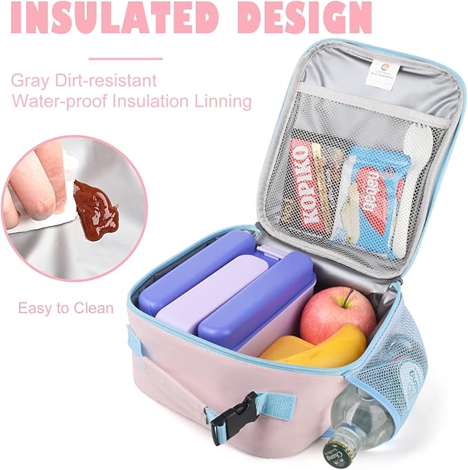 CaCTOUR Lunch Box Kids,Premium Insulated Lunch Bag for Girls Boys,Soft Bag Mini Cooler Back to School Thermal Reusable Lunch Bag for Work School Picnic (Pink)