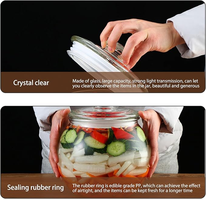 Fermentation Jar, Kimchi Jar Containers, 2500ml Clear Glass Fermenting with Lid Large Pickling Jars, Fermentation Crock for Pickles Kimchi, Sauerkraut, Grains, Dried Fruits