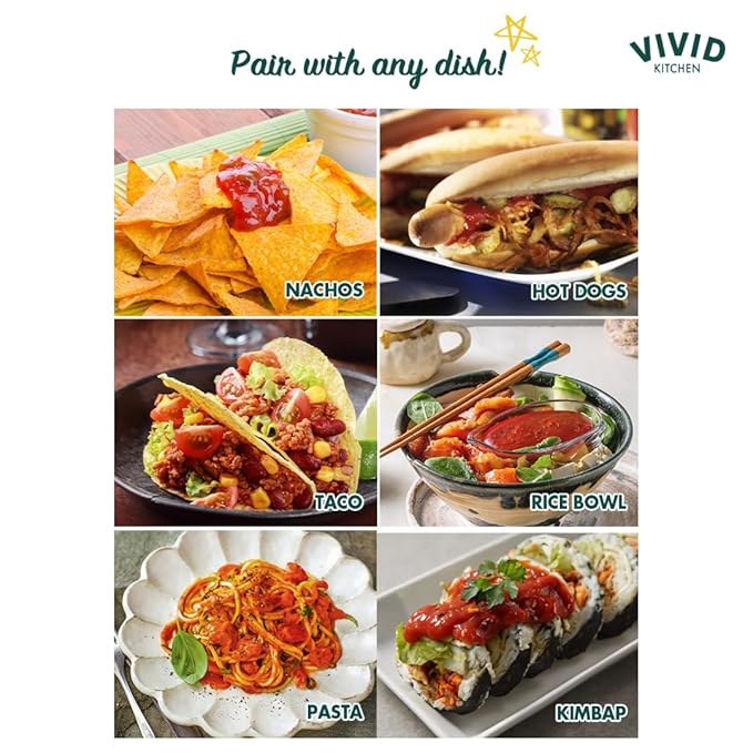 VIVID KITCHEN Kimchi Salsa - Korean Mexican Fusion Condiment - Mild & Hot Flavors - 7.6 oz Bottle - No MSG, No Artificial Preservatives - Plant-Based, Flavorful Salsa for Tacos, Burritos, Topping, Cooking, Dipping, and Grilling
