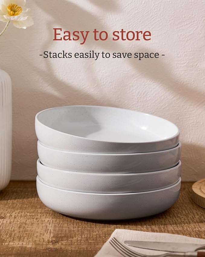 famiware Milkyway 33 oz Bowl Set, Pasta Bowls Set of 8, Salad Bowls Perfect for Your Friend for Housewarming, Thanksgiving, Christmas, Light Gray