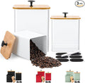 Kitchen Canisters Set of 3, Metal Flour Sugar Storage Containers with Airtight Lids-Canisters Sets for Kitchen with Customizable Chalkboard Labels & Marker Pen-Spice, Coffee Storage Jars(White)