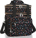 GLENKEY Tactical Lunch Box Cooler Bag - Expandable Insulated Lunch Bag for Men Women - Large Lunchbox for Adults Work Shifts Outdoor Trips Polka Dots 16L