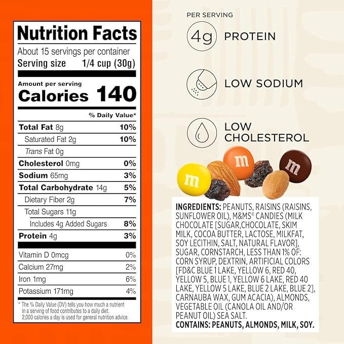 Snak Club Energizer Trail Mix with Roasted Salted Peanuts, Raisins, Chocolatey Candies, Roasted Almonds, Gluten-Free and Kosher Snack, 16 oz Resealable Bag