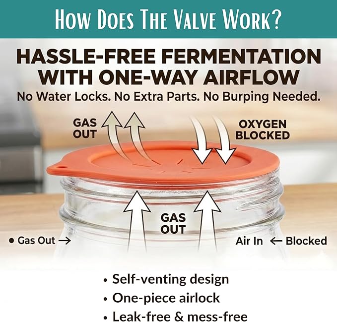 Master Fermentation Kit for Wide Mouth Mason Jar by The Amish Chef - Pickle Kit, Kimchi, Sauerkraut Making Kit - Fermentation Airlock Lids