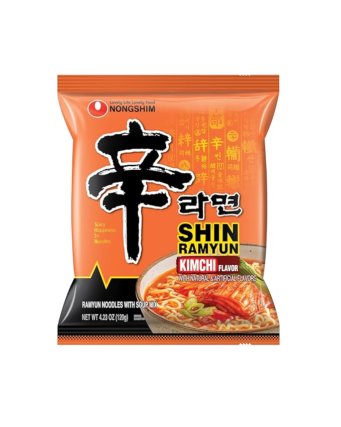Nongshim Shin Ramyun Kimchi, Spicy Instant Ramyun, 4.23 Oz (Pack of 4)