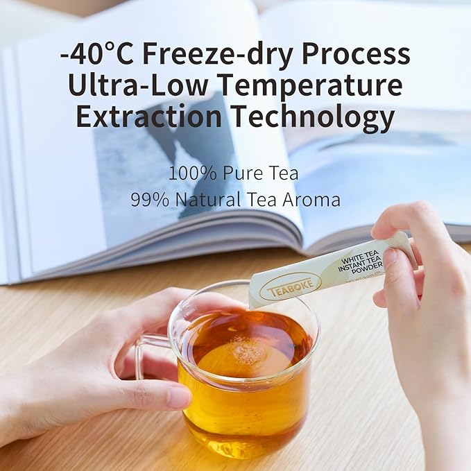 Instant White Tea Powder,Unsweetened White Tea Powder for Quick Hot & Cold Beverages,Classic - 100% Tea Leaves, No Additives,Caffeinated (10 Single Serve Packets)