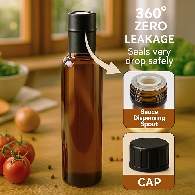 WERTIOO Hot Sauce Bottles,21 Pack 8.5 OZ Bottle with Leak Proof Screw Caps, Glass Square With Caps Shrink Capsules for Oil, Vinegar,Syrup, Oil Dispensing Bottles