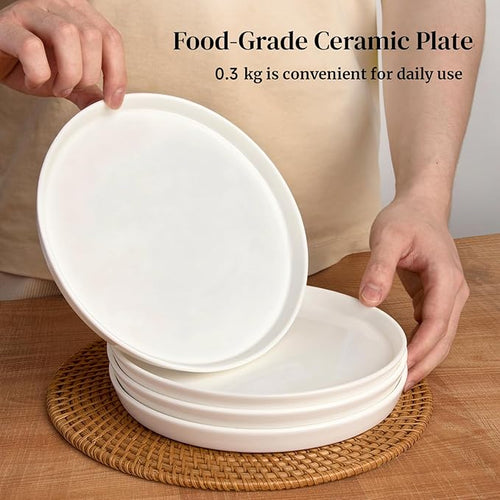 DOWAN 8" Porcelain Salad Plates Set of 6, Ceramic White Dessert Plates Set for Salad, Pasta, Steak - Appetizer Plates, Dining Plates for Parties, Restaurant - Dishwasher & Microwave Safe - Gifts