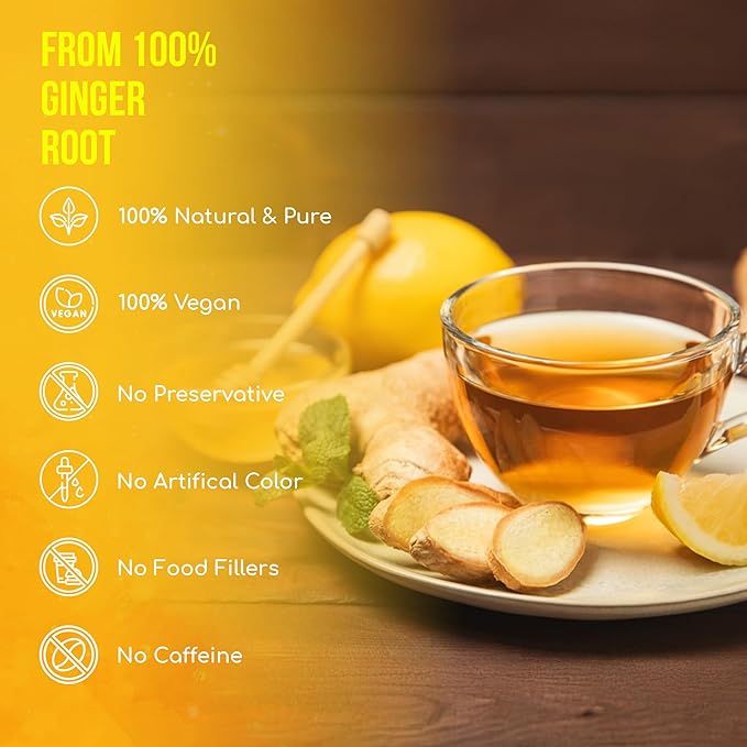 FreshDrinkUS, 150 Premium Ginger Tea Bags, Non GMO, 100% Natural & Pure from Ginger Root, Root Herbal Tea. No Sugar, No Caffeine, No Gluten, Vegan. Support Stronger Digestion, Pleasantly Spicy & Warming