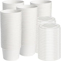 ESSENTIAL Paper Ice Cream Cups with Lids, 120pcs 8oz Disposable Dessert Bowls with Lids for Hot or Cold Food, Paper Snack Containers for Sundae, Frozen Yogurt, Soup (White)