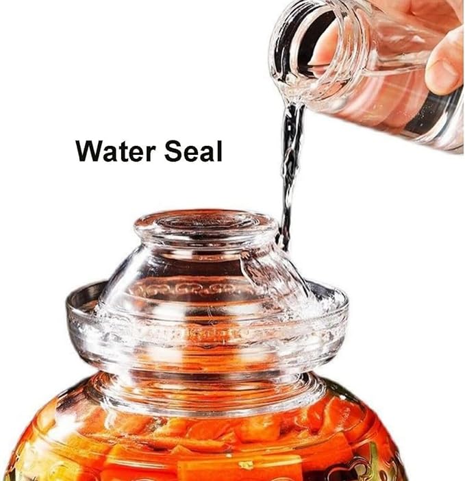 2.5 Liter Canning Jar Pickle Jar Glass Jar with Lid, Fermentation Kombucha Jar Crock with Water Seal for Making Pickles, Kimchi, Sauerkraut, Kombucha and Wine Brewing, Fermentation Kit