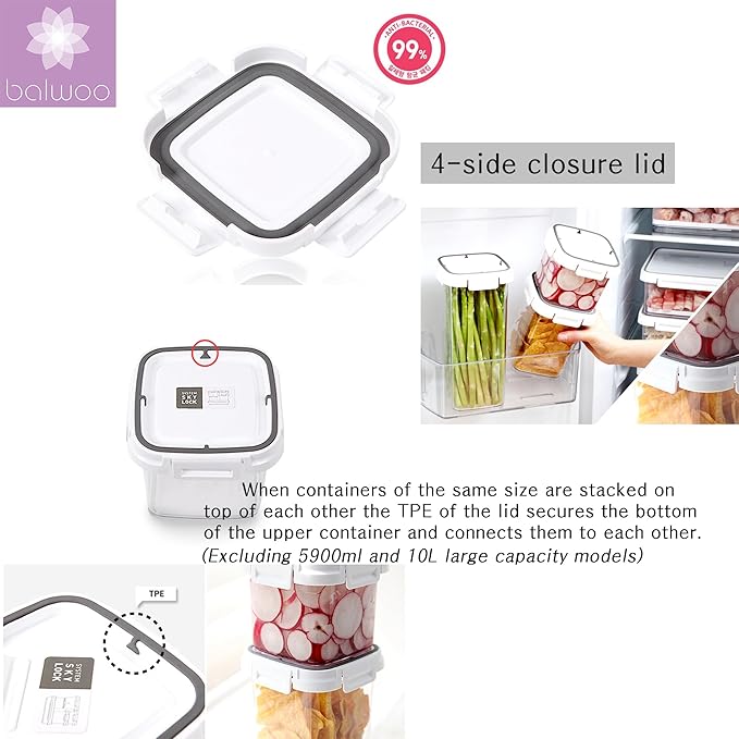Pickle keeper Press Plate Food Storage Container Organizer for Kimchi Sauerkraut Fermentaion Airtight Lid Locking for Preserved Food (5900ml / 1.6 gal)
