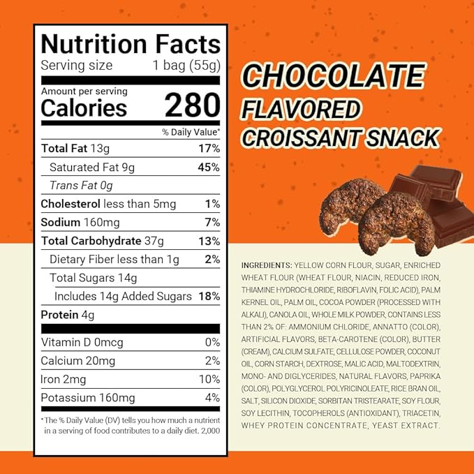 Nongshim Ppang Bujang Chocolate Flavored Roll Snack - Chocolate Flavor Croissant Bakery Good with Cocoa Powder, Soft and Crunchy Korean Snack, 1.94 oz (Pack of 16)