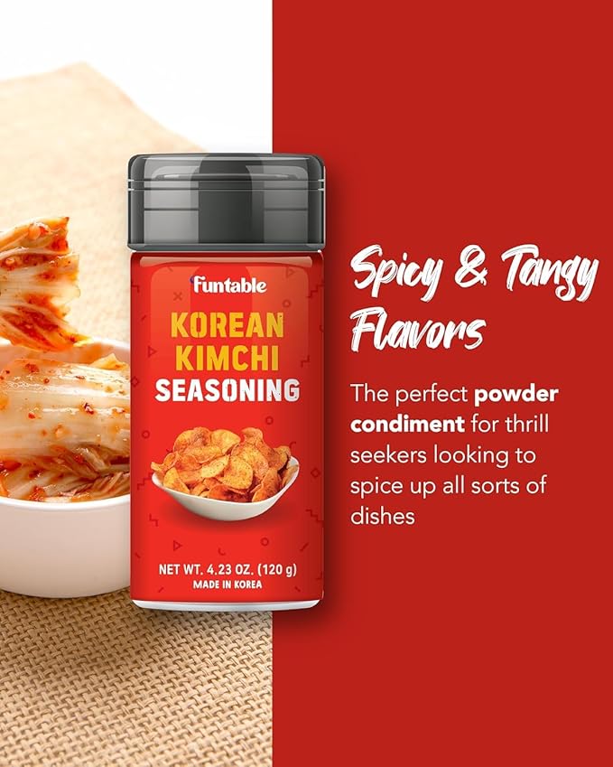 Funtable Kimchi Seasoning (4.23oz, 120g) - Authentic Korean Flavor Powder, Easy-to-Use. Perfect Seasoning for Chicken, Nuggets, Fries, Popcorn, Nachos & More.