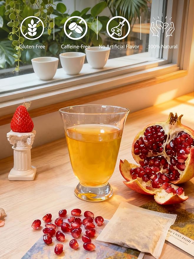 TeeLux Pomegranate Raspberry Strawberry Green Tea, Fruit Flavored Green Tea, Berry Aroma & Crisp Taste, Hot & Iced Tea, 100 Count