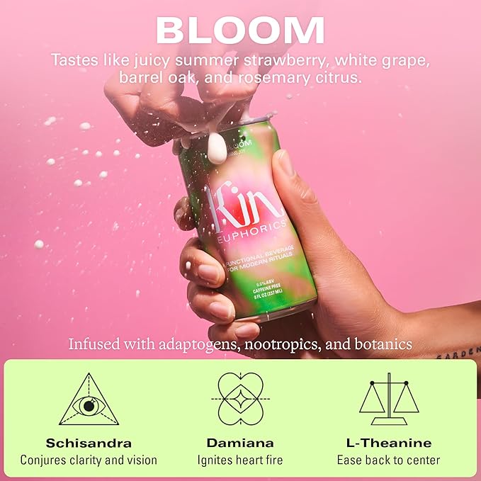Full Kin Kit by Kin Euphorics, Non Alcoholic Spirits, Adaptogen Drinks, 16 8 Fl Oz Cans (Kin Spritz, Kin Bloom, Actual Sunshine, Lightwave), 2 x 16.9 Fl Oz Bottles (High Rhode, Dream Light)