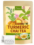 TeeLux Turmeric Chai Tea, Turmeric Tea with Licorice, Cinnamon, Ginger & Green Cardamom, Warming & Spicy Flavor, 100 Count