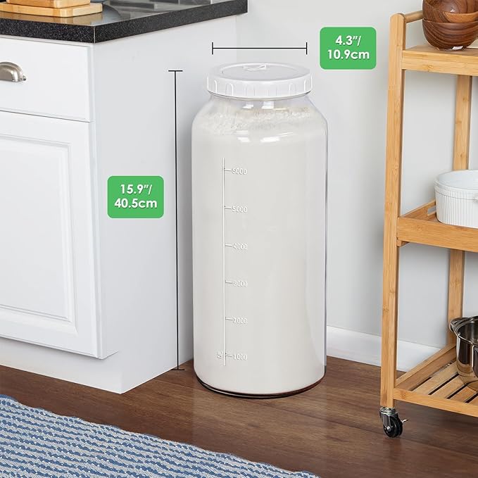 2 Gallon Glass Jar with Airtight Lid, Wide Mouth Wine Making Supplies with 2 Airlocks(7600ML), Pickle Jar, Gallon Fermentation Jar with Clear Scale Marks for Home Brew, Kombucha, Cider, Beer