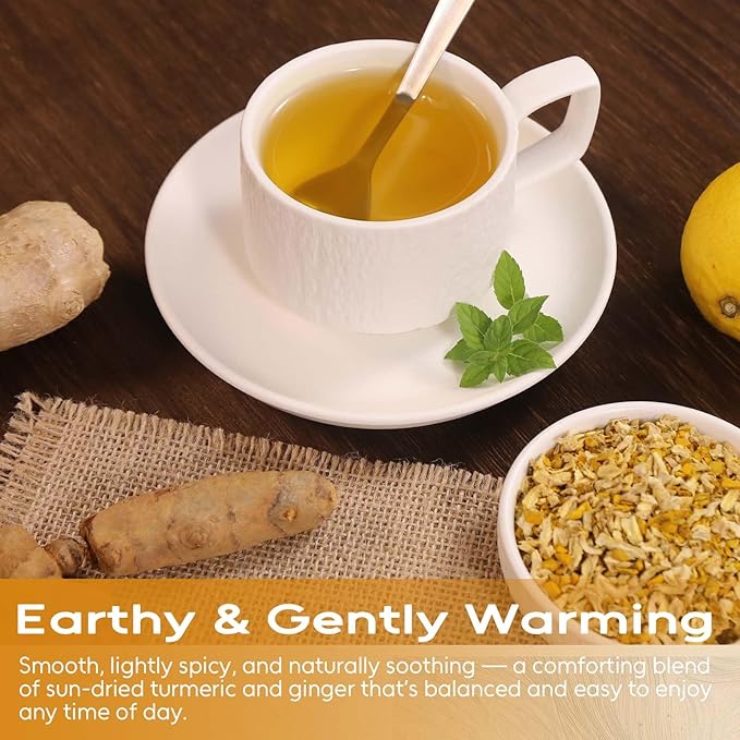 FullChea - Turmeric Ginger Tea Bags, 2g×120 Count - Premium Ginger & Turmeric - Non-GMO - Caffeine-free - Aid Digestion & Provide Antioxidants