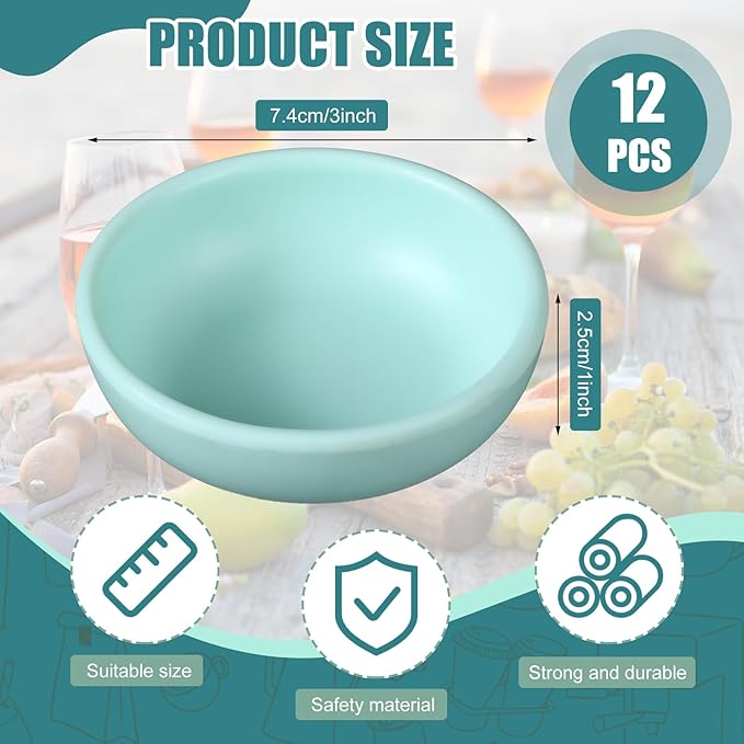 12 Pcs Dip Bowls Set 1.7oz Sauce Soy Dishes Bowls Small for Dipping Tomato Sauce, Soy, BBQ and Other Party Supplies(Multicolor)