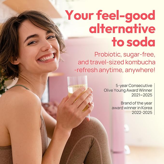TEAZEN Mango Guava Kombucha Powder, Hydration Drink Mix, Sugar Free, Live Probiotics & Prebiotics, On-the-Go 10 Packets, 1.76oz