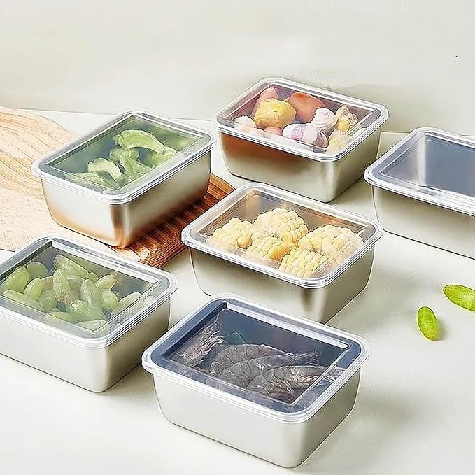 6Pcs Large Stainless Steel Food Containers with Lids,Leakproof Meal Prep Containers,Airtight Kimchi Containers Reusable,Stackable/Oven/Dishwasher/Freezer Safe