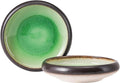 Uaral Japanese Salad Plate,Plates and Bowls Set,8 inch Stoneware Pasta Plates Set of 2,20oz(Ice Crack Green)