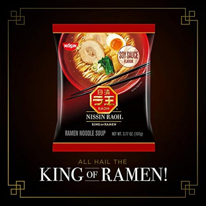 Nissin RAOH Ramen Noodle Soup, Soy Sauce, 3.77 Ounce (Pack of 6)