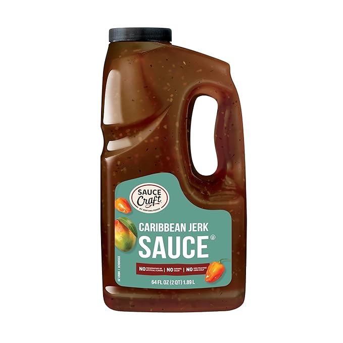 Ventura Foods Sauce Craft Caribbean Jerk Sauce - Caribbean Jerk Seasoning Jamaican Style Beef Jerky Marinade Chicken & Oxtail Seasoning, All Purpose Mild Spicy with Habanero Peppers - 0.5 gallon