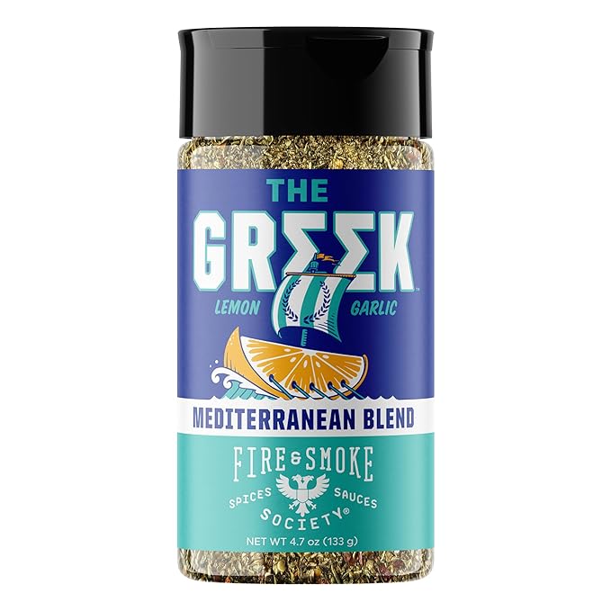 Fire & Smoke Society The Greek Seasoning Blend | M 4.7 oz | Mediterranean Seasoning Mix & Flavors for Fish, Shrimp, Lamb, Pork