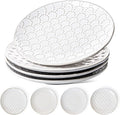 LE TAUCI 8 Inch Ceramic Salad Plates Set of 4, Modern Embossed Appetizer Plates for Kitchen, Small Dessert Plates, Microwave & Dishwasher Safe Dinnerware Sets - Arctic White