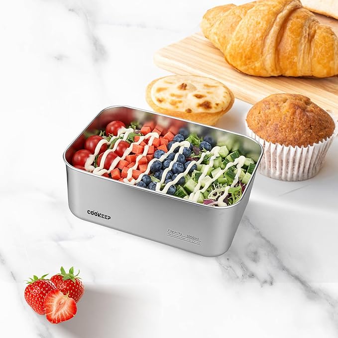 34oz/1000ml Stainless Steel Food Containers, Stainless Steel Containers with Lids,Snack Containers,Lunch Box,Easy Clean,Airtight&Leakproof for Kitchen Storage,Dishwasher safe,BPA-Free
