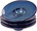 Soup Bowls, Soup Plates, 7.1 oz, Porcelain Pasta Bowl Set of 4, Wide edge Shallow Bowl Plates, Rimmed Bowls with Rim, Best choice for high-end restaurants and foodies,Royal blue 11.6 Inch