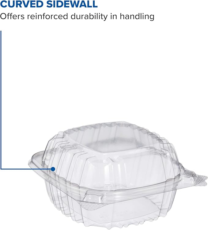 DART C53PST1 OPS 5 in Clear Hinged Container, 5.3 X 5.4 in (Case of 500)