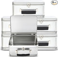 Rtteri 6 Pack DIY Lunch Box Tin Retro Set 8 x 6 x 4 Inches with Hinged Lids DIY Large Box for Storage Blank Design Vintage Metal Lunchbox for Kids Sandwich Containers (Silver)