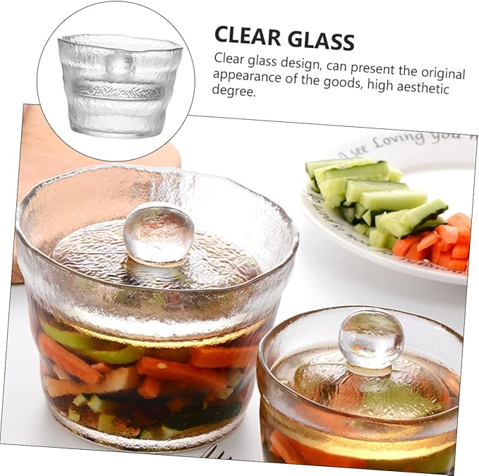 Mikinona Transparent Pickle Jar with Airtight Lid 5.11 Inch Clear Kimchi Storage Container Kitchen Food Preservation Storage Box