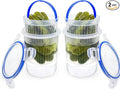 Pickle Jar 24oz 2Pack Pickle container with strainer Pickle Holder Keeper Lifter, pickle storage container suitable for pickling small jars of kimchi, Flip Jar with Leak Proof and Lock It Lid