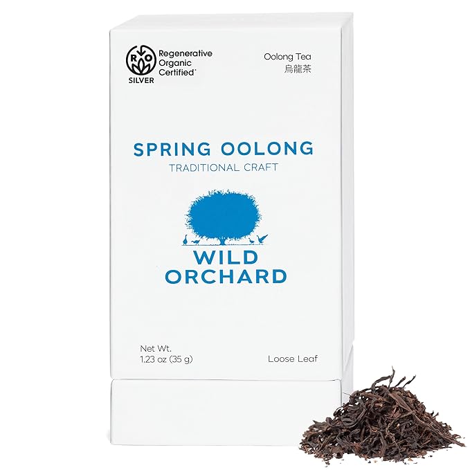 Wild Orchard Premium Grade Oolong Tea - 100% Regenerative Organic Certified - Sustainably & Regeneratively Cultivated on Jeju Island in South Korea - Loose Leaf Oolong Tea