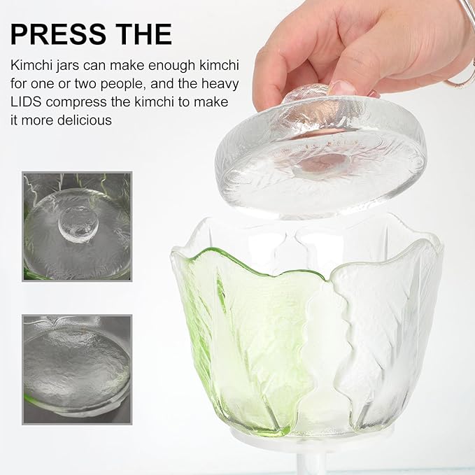 Cabilock Japanese Style Glass Pickle Jar with Lid 1.2l Vintage Airtight Fermenting Canister for Overnight Kimchi and Nappa Cabbage Storage in Kitchen