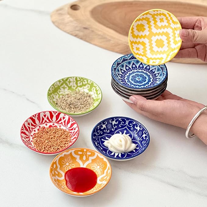 6 Pcs Sauce Dishes for Dipping,Soy Sauce Dish,Ceramic Dipping Sauce Bowls,Small Bowl,Sauce Bowl,Sauce Plates Tiny Bowls for Condiments Sushi Dishes Soy Sauces Ketchup Snack Side Dishes - Set of 6