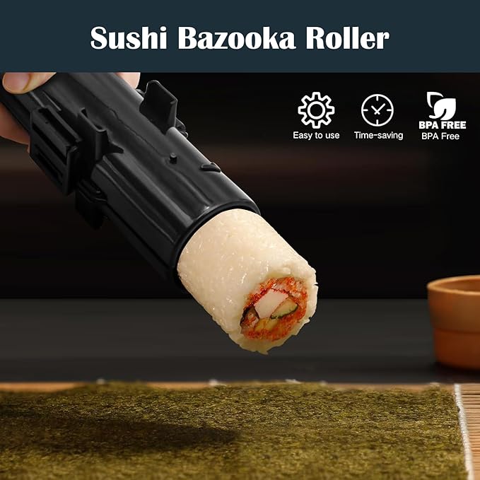SmileTools Sushi Making Kit, 28 in 1 Sushi Roller Kit with Bamboo Mats, Sushi Bazooka, Nigiri Gunkan Sushi Mold, Musubi Maker, Rice Ball Mold & More