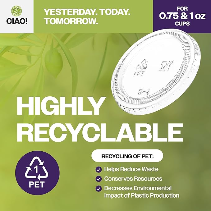 Ciao! Ultra Clear PET Portion Cup Lids, .45mm Diameter, Fit For Ciao! 0.75oz & 1oz Portion Cups - Case of 2,500